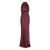 ROTATE Birger Christensen Bordeaux Off-Shoulder Long Dress With Ruched Front In Silk Woman Red