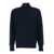Roberto Collina Blue Ribbed Knit Sweater With High Neck And Half Zip Closure In Wool Man BLUE