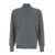 Roberto Collina Grey Ribbed Knit Sweater With High Neck And Half Zip Closure In Wool Man GREY
