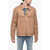 Diesel Coated Denim Layton Jacket With Knitted Sleeves Beige