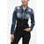 DSQUARED2 Cropped Fit Denim Jacket With Corset Detail On The Bottom Blue