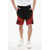 DSQUARED2 Fleeced Cotton D2 Flame Shorts With Elastic Waistband Black
