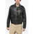 DSQUARED2 Leather Aviator Leather Jacket With Snap Buttons And Patch P Black