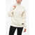 DSQUARED2 Cotton Blend Broken Stitch Sweater With Double Collar White