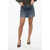 Céline Denim Miniskirt With Fringed Hem And Chain Detail Blue