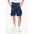 TEN C Solid Color Nylon Cargo Shorts Blue
