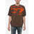 Diesel Red Tag Crew Neck T-Shirt With Flocked Print Brown