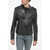 DSQUARED2 Leather Biker Jacket With Logoed Buttons Black