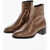DSQUARED2 Lamè Leather Vintage Booties With Inner Zip Brown