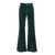 Pinko Green Pants With Plaque On The Front And Logo Patch On The Back In Corduroy Woman GREEN