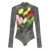 MSGM Multicolor High Neck Top With Floral Print In Fabric Woman MULTICOLOR