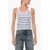 Jean Paul Gaultier Striped Spandex Tank Top White