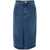 AMI ALEXANDRE MATTIUSSI Denim Longuette Skirt With Frontal Split Blue