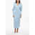 ROTATE Birger Christensen Satin Wrap Dress With Balloon Sleeves Light Blue