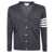 Thom Browne Thom Browne Classic V Neck Cardigan In Fine Merino Wool With 4 Bar Stripes Clothing GREY