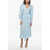 ROTATE Birger Christensen Satin Wrap Dress With Polka Dots Motif Light Blue