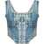 AMIRI Front Zipped Denim Corset Top Light Blue