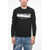 Dondup Fleeced Cotton Crew-Neck Sweatshirt With Contrasting Logo Black