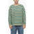 BODE Striped Wool Mossy Glen Crew-Neck Sweater Green