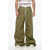 Rick Owens Drkshdw Wide Leg Coated Cotton Geth Belas Pants With Elastic Green
