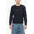 A.P.C. Merino Wool Crew-Neck Sweater With Embroidered Logo Midnight Blue