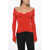 Magda Butrym Ribbed Knitted Top With Sweetheart Neckline Red