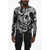 Alexander McQueen Crew-Neck Sweater In Metallic Fabric With Jacquard Skull Mot Black & White