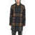 Woolrich Wool And Nylon Check Upstate Coat With Hidden Closure Brown