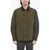 Woolrich Padded Duster Work Overshirt With Ribbed Collar Green