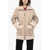 Woolrich Leather Harmony Coat With Sherpa Details Beige