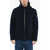 Woolrich Wool And Nylon Pacific Down Jacket With Hood Blue
