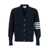 Thom Browne Blue Cardigan With V Neck And Striped Detail On The Sleeve In Wool Man BLUE