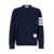 Thom Browne Blue Crewneck Sweatshirt With 4-Bar Detail In Cotton Man BLUE