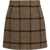 Patou Windowpane Patterned Wool Blend Miniskirt Brown