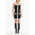 Balmain Front Buttoned Knitted Sheath Dress With Contrasting Details Black