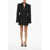WARDROBE.NYC Double-Breasted Sculpted Blazer Dress With Satin Details Black