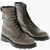 Woolrich Textured Letaher Combat Boots With Contrasting Sole Brown