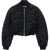 Alexander Wang Embroidered Denim Cropped Fit Bomber Jacket Black