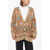 DSQUARED2 Argyle Motif Maxi Cardigan With Heart Shaped Cut Out Detail Multicolor