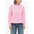 MSGM Brushed Cotton Sweatshirt With Embroidered Logo Pink