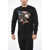 DSQUARED2 Fleeced-Cotton Crew-Neck Sweatshirt With Maxi Print Frontal Black