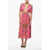 SALONI Silk Tabitha Midi Dress With Floral Motif Pink