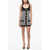 Balmain Houndstooth Motif Two-Tone Dress With Golden Buttons Black & White
