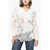Ermanno Scervino Cable Knit Wool Blend Sweater With Lace Details White