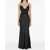 Self-Portrait Polka Dot Satin Lace Maxi Dress BLACK