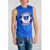 DSQUARED2 Cotton Tank Top With Frontal Print Blue
