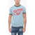 DSQUARED2 Crew Neck Getting Hot T-Shirt With Constrasting Edges Light Blue