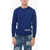 DSQUARED2 Crew Neck Virgin Wool Sweater With Flocked Logo Blue