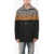 Dries Van Noten Wool Blend Ranner Coat With Color Block Motif Brown
