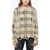 R13 Distressed Effect Crew-Neck Sweater With Checked Inner Beige